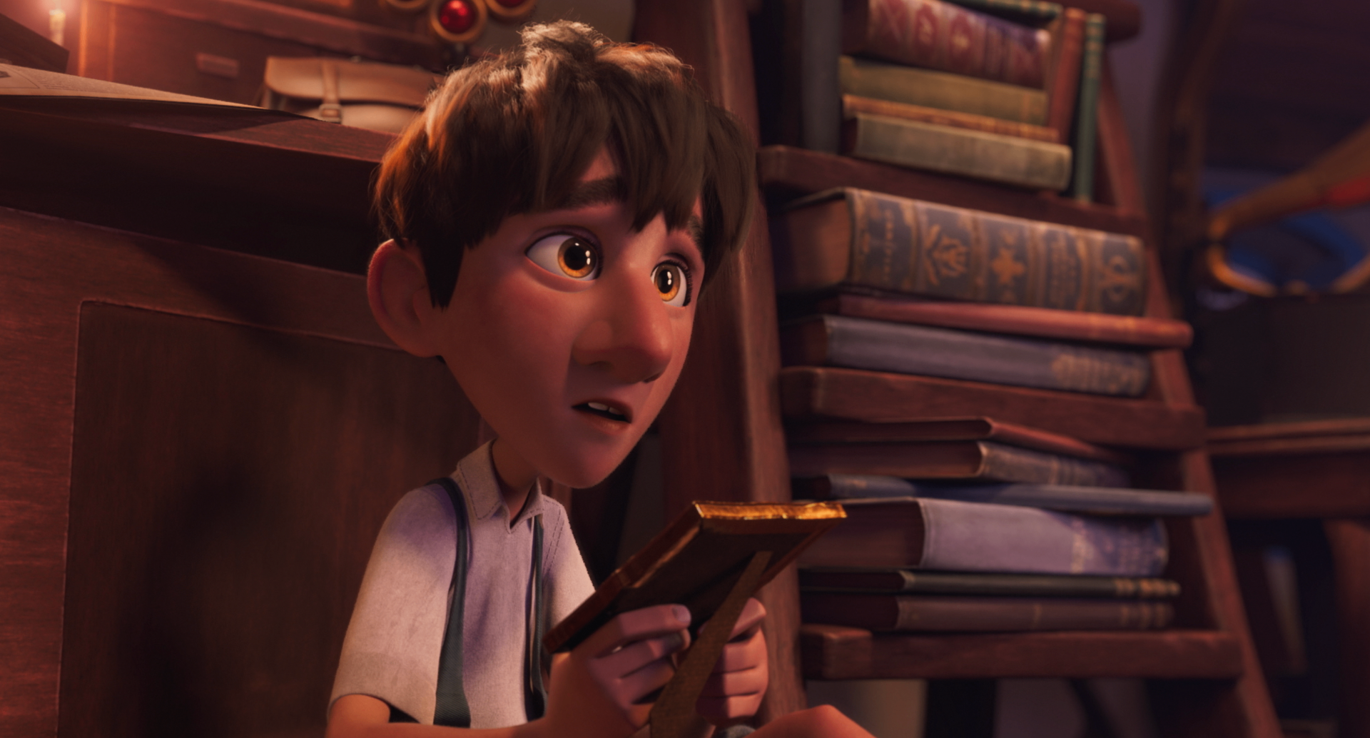 Ollie reading the mysterious diary