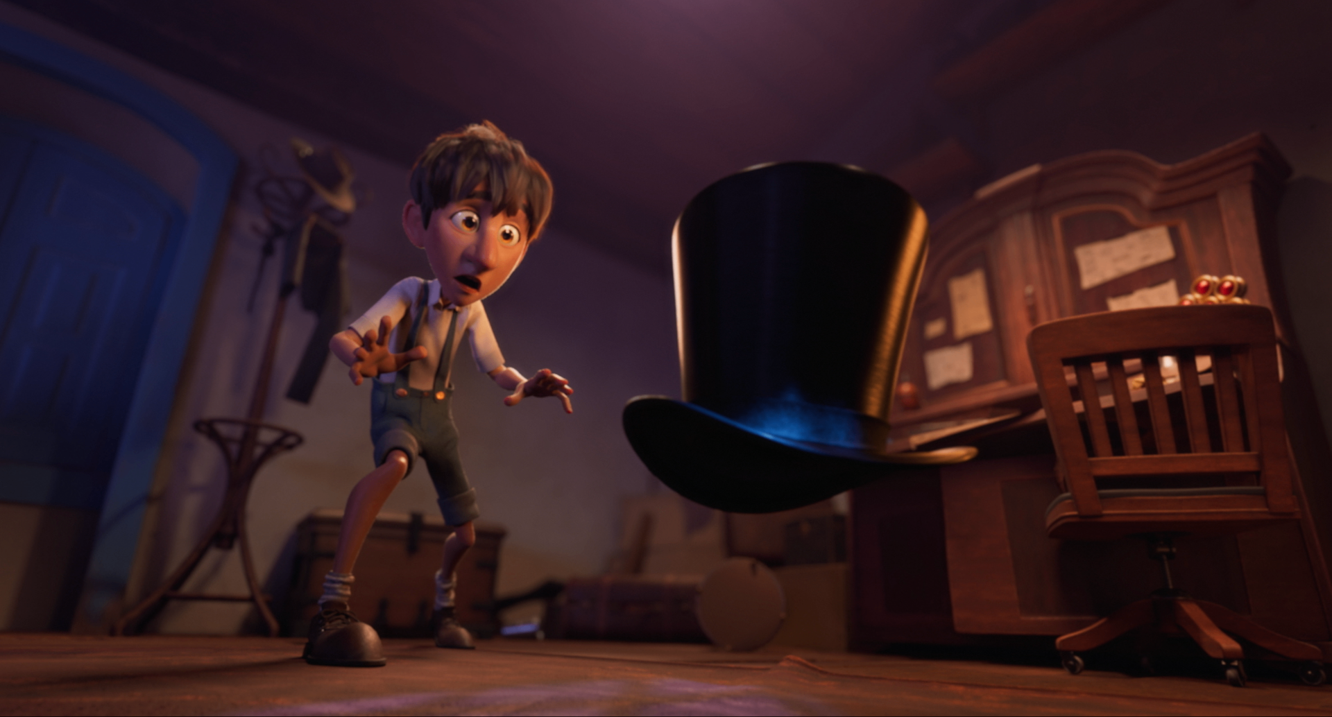 Ollie discovering the magic top hat